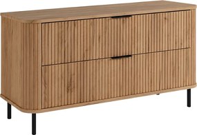 Szafka łazienkowa stojąca z szufladami i metalowymi nóżkami, kolor Dąb Craft, uchwyt czarny, nóżki czarne, 120 x 41,5 x 66,7 cm