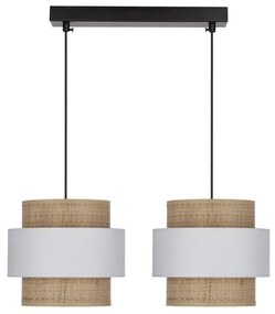 Biało-naturalna lampa wisząca z rattanowym kloszem ø 20 cm Rattan – Candellux Lighting