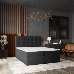 Masseno Łóżko kontynentalne PALMA z pojemnikiem na pościel 180x200 cm - Czarny, SORO 100