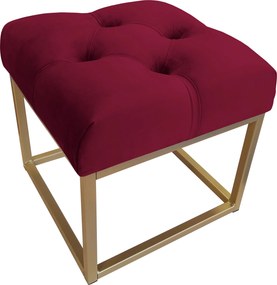 Pufa CHESTERFIELD tkanina Welur loft ławka podnóżek metal : Kolor Stelaża - Złoty, Kolor tkaniny - VELVET - MG31, Typ tkaniny - Velvet