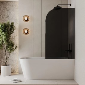 Parawan nawannowy półokrągły MOLIS Moon Black szkło czarne | Różne rozmiary : Kolor profili kabiny - złoty, Rozmiar - 70x150 cm