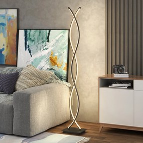 HOMCOM Lampa stojąca LED ściemnialna z wyłącznikiem nożnym, podwójna spirala do sypialni i salonu, czarna | Aosom PL