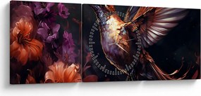Obraz - Koliber (z zegarem) (90x30 cm)