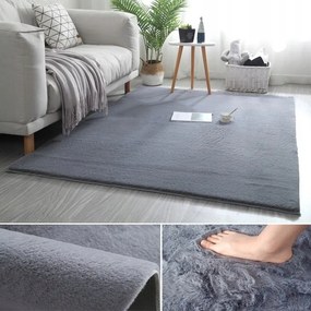 Miękki dywan Rabbit z pluszu, ciemnoszary