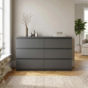 Komoda NUDO 138,5 cm do Salonu Sypialni 6 Szuflad Antracyt