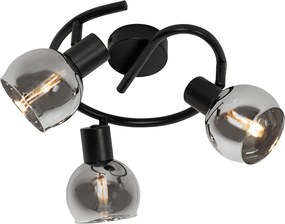 Inteligentny reflektor sufitowy czarny z przydymionym szkłem 3-punktowy z WiFi P45 - Vidro