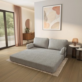 Masseno Sofa piankowa NIKSI z funkcją spania, Kanapa z pianki do salonu, Bezmontażowa, Tkanina bucle – Jasnoszary QUELLE 83