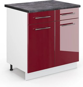 Szafka dolna do kuchni bordowa czerwień wysoki połysk 80x60x82 fame-line