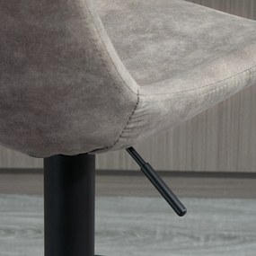 HOMCOM Zestaw 2 stołki barowe w stylu retro, z podnóżkiem, regulowane wysokość, gazowy podnośnik, Szary + Czarny