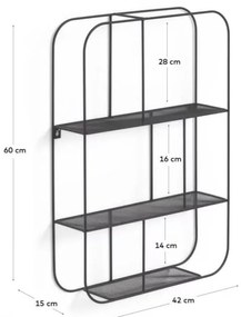 Czarny metalowy regał Kave Home Veneranda, 42x60 cm