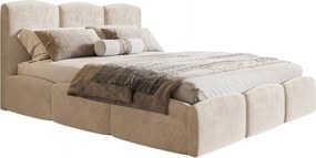 Łóżko dwuosobowe 200x200 Roma Slim - gruba pianka, stelaż metalowy, pojemnik - aksamit beżowy (Amor Velvet 4304)