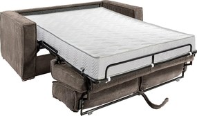 Kanapa 3-osobowa rozkładana typu express z brązowego weluru sztruksowego z siedziskiem z pianki z pamięcią kształtu - Powierzchnia spania na szerokich listwach 140 cm - Materac 18 cm LORETO