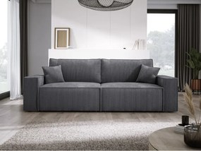 Kanapa KASJO Lewostronny Sofo-Narożnik z funkcją spania i poduszkami, 2x pojemnik POSO 060 Szary DOMOHOME