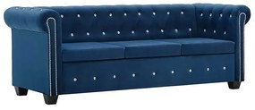 Aksamitna sofa w stylu Chesterfield Charlotte 3Q - niebieska