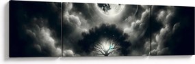 Obraz – Czarno-białe drzewo w pełni księżyca (170x50 cm)