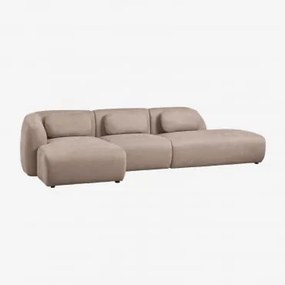 Sofa Modułowy Z Lewym Szezlongiem, 3-częściowy Z Prawym Szezlongiem, Tapicerowany Tkaniną Chenille Coquette Szenila Brąz Pszeniczny - Sklum