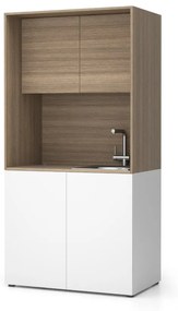 Kuchnia biurowa NIKA ze zlewem i kranem 1000 x 600 x 2000 mm, dąb naturalny, prawe