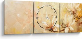 Obraz - Kwiaty (z zegarem) (90x30 cm)