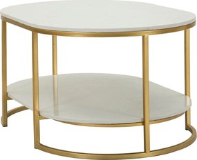 Stolik w biało-złotym kolorze z marmurowym blatem 60x90 cm Izmir – Mauro Ferretti