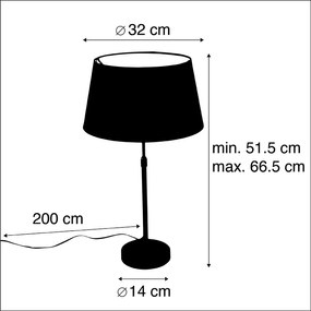 Lampa stołowa regulowana złota/mosiądz klosz bawełniany czarny 32cm - Parte klasyczny/Antyczny Oswietlenie wewnetrzne