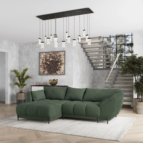 Masseno Narożnik VESTANO  z funkcją spania i pojemnikiem na pościel Narozniki L, Rozkładana sofa - Zielony, QUELLE 37