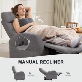 HOMCOM Regulowany Fotel Relaksacyjny z Podnóżkiem, Nowoczesny Tapicerowany Fotel, Ciemnoszary