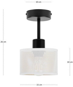 Lampa sufitowa czarna jednopunktowa z białym abażurem B-1010SC-WE E27