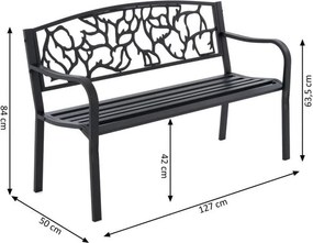 Metalowa ławka ogrodowa w stylu antycznym, 127 x 84 cm