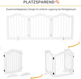 PawHut Drzwi Ochronne do Budy 3częściowe Składane Bezpieczeństwo w Domu i Ogrodzie Białe 1545x295x61 cm | Aosom PL