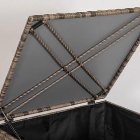 Outsunny Skrzynia na poduszki z polirotangu, wyściółka wewnętrzna, łatwe otwieranie/zamykanie, rama metalowa, 75S x 75G x 70W cm, Kolor czarny