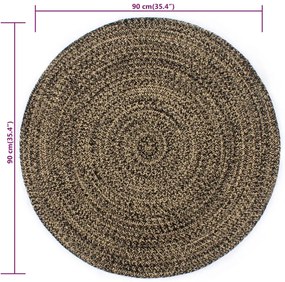 Ręcznie pleciony czarny dywanik z juty 90 cm - Nodis 3X