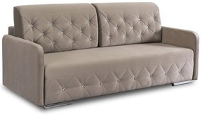 Sofa Rozkładana z Funkcją Spania VIVO Dwuosobowa Beżowa Glamour do Salonu