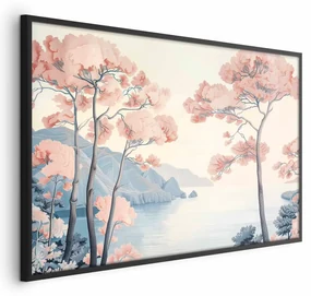 Plakat Ocean i drzewa 90x60 cm z ramą czarną bez marginesu ARTGEIST B