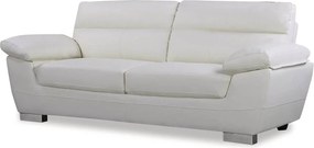 Sofa stacjonarna ze skóry wtórnie przetworzonej i PVC "Dallas" - Biały - 3 siedzenia - 210 x 88 x 90 cm