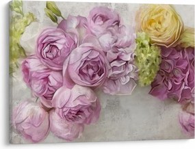 Obraz - Kwiaty na ścianie w pastelowych kolorach (70x50 cm)