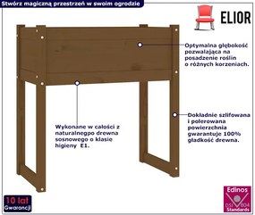 Prostokątna brązowa donica ogrodowa - Asto