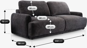 Sofa z Funkcją Spania SELORIA Ciemnoszara Nowoczesna