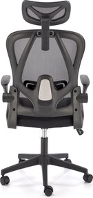 Fotel biurowy z oparciem i zagłówkiem z siatki Negro Halmar