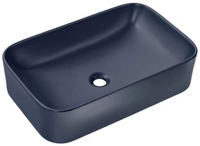 Granatowa ceramiczna umywalka nablatowa + korek - Corden 60 cm