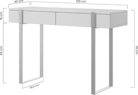 Nowoczesna konsola / toaletka Verica z metalowymi nogami 120 cm - czarny beton / złote nóżki