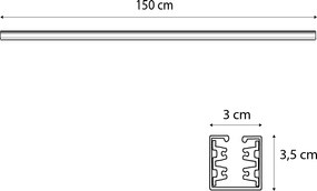 Szyna 150 cm czarna do 3-fazowej szyny