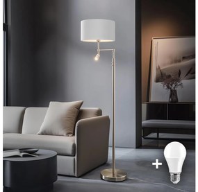 Eglo - Lampa stojąca LED TUNJA 1xE27/60W/230V + LED/2,1W Ø38 cm chrom/biała
