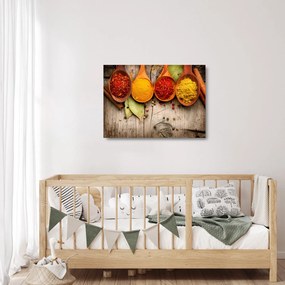 Obraz na szkle - Przyprawy na drewnie (70x50 cm)