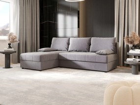 BEDANTE narożnik MOS L Itaka 50 lewa szary z funkcją spania sofa w kształcie litery L z pojemnikiem na pościel