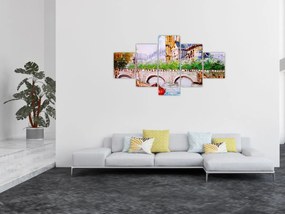Obraz - Obraz olejny przedstawiający miasto (125x70 cm)