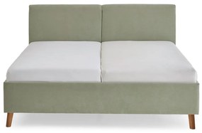 Jasnozielone tapicerowane łóżko dwuosobowe ze stelażem 160x200 cm Piano – Meise Möbel