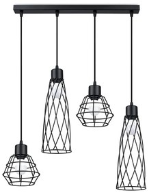 Lampa wisząca SUBA 4L czarna geometryczna SOLLUX  LIGHTING