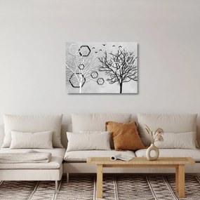 Abstrakcyjny obraz z drzewami (70x50 cm)