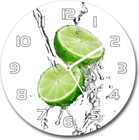 Zegar szklany okrągły Limonki i woda