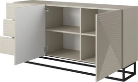 Komoda Asha 167 cm dwudrzwiowa z szufladami - kaszmir / czarny stelaż